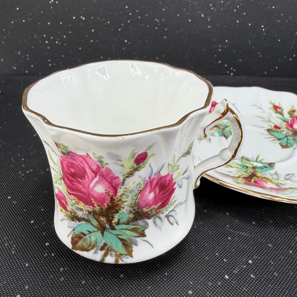 Hammersley Victorian Rose Fine Bone China Teacup Saucer Set Gold Gilt England - Picture 10 of 10